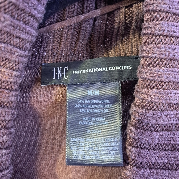 INC international concepts | Chocolate brown cardigan with gold zippers - Picture 9 of 13